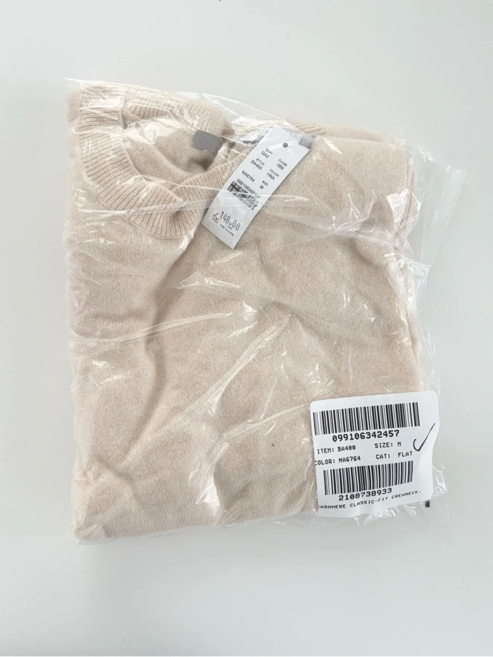 NWT J. Crew Cashmere Classic-fit Crewneck Sweater Heather Natural
